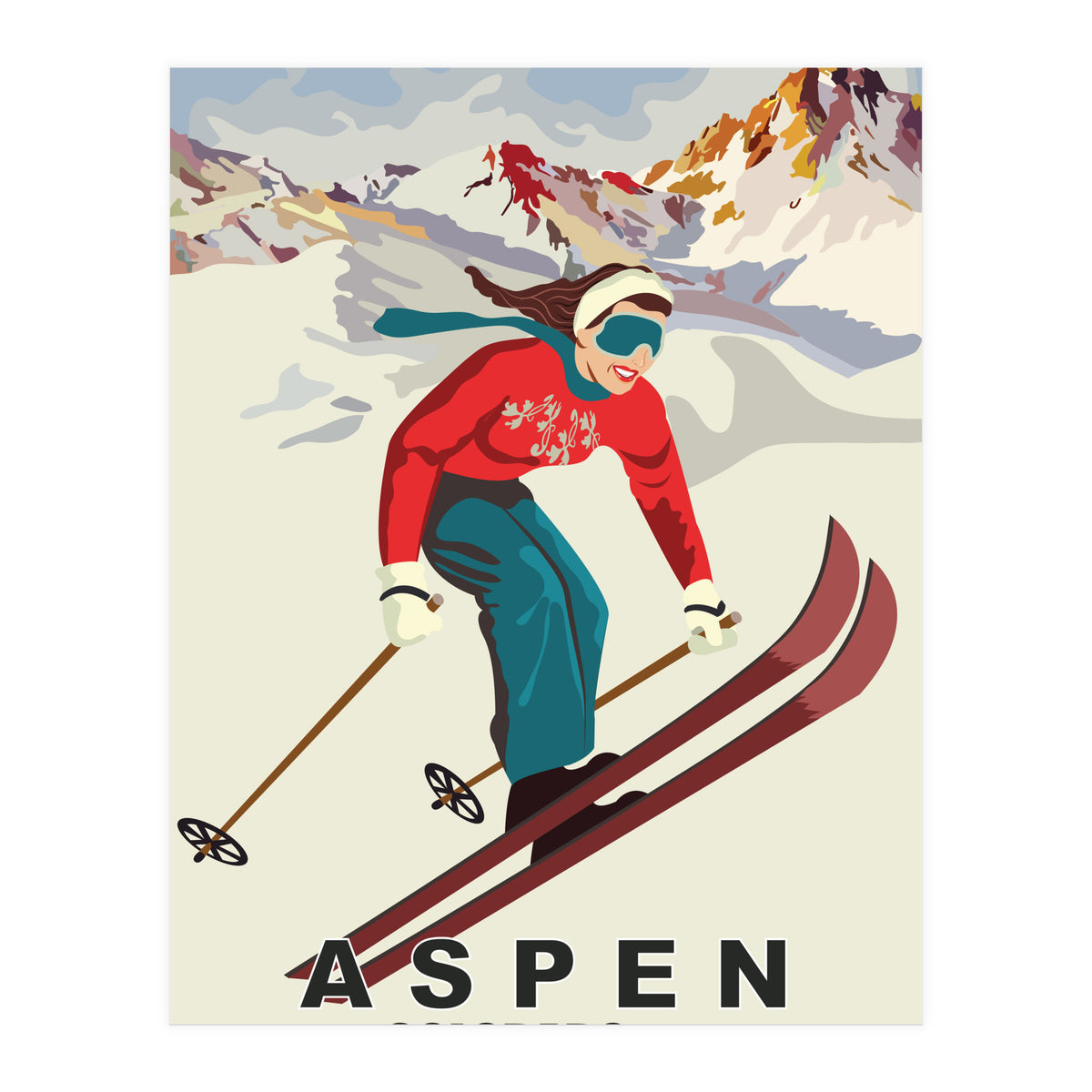 Aspen Ski Girl (Print Only)