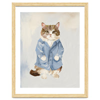 Sir James fluffy Tom cat in his blue pajamas oils
