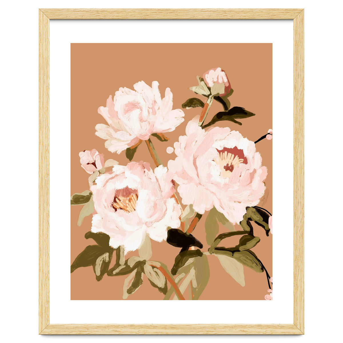 Blush Peony Painting, Floral Wall Art, Neutral Flower Print, Peony Art
