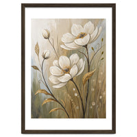 Elegant White Anemone Floral Oil Painting