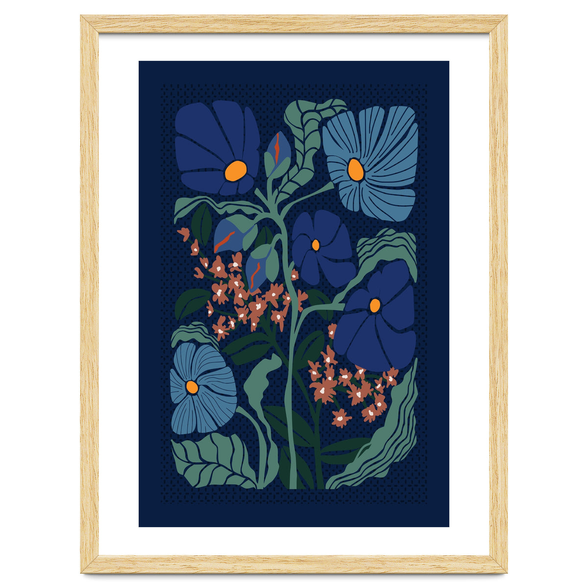 Klimt Flower Dark Blue