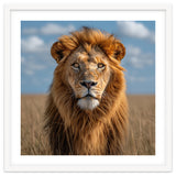 Majestic Lion In African Savanna Under Blue Sky thumbnail