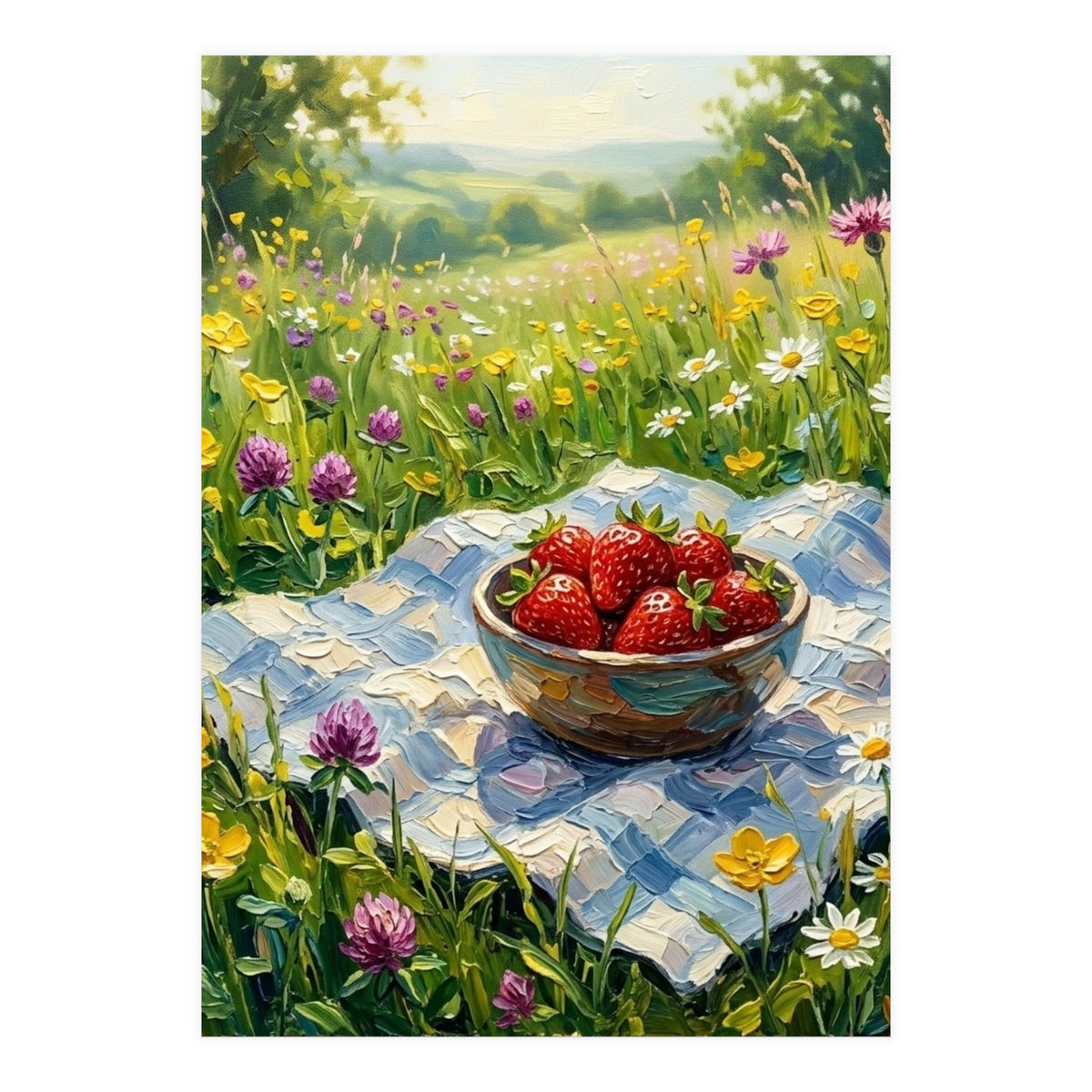 Summer Strawberries in the Meadow (Print Only)