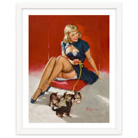 Pinup Sexy Girl Playing With Her Little Cats