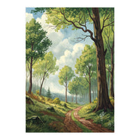 Vibrant Summer Forest Landscape Painting (Print Only)