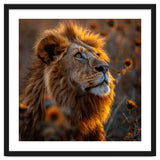 Majestic Lion In A Field Of Sunflowers thumbnail