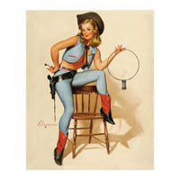 Pinup Cowgirl With A Key (Print Only)