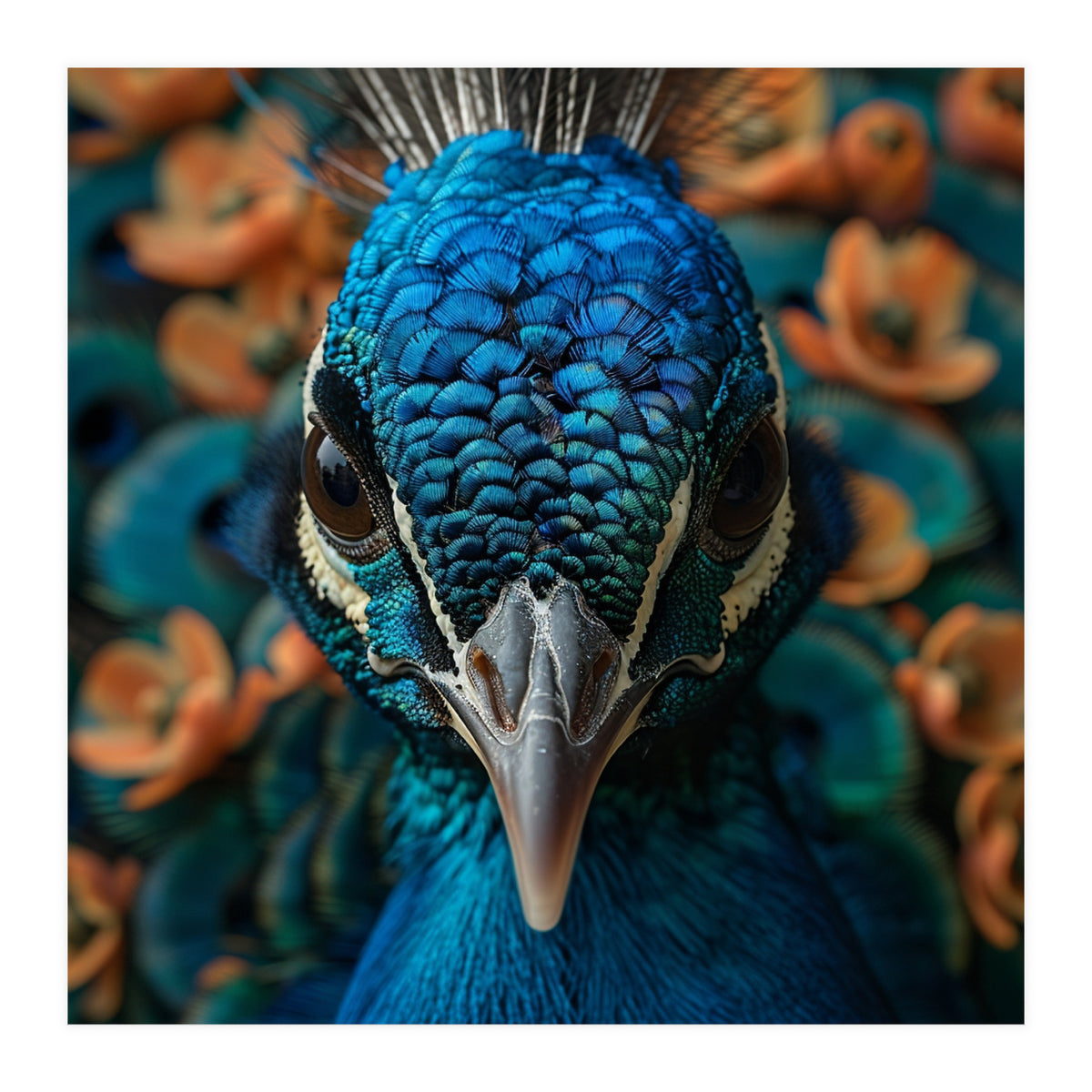 Close Up Portrait Of A Peacock Head (Print Only)