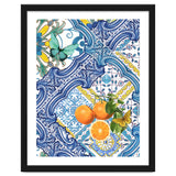 Mediterranean blue tiles, butterflies and citrus fruit thumbnail
