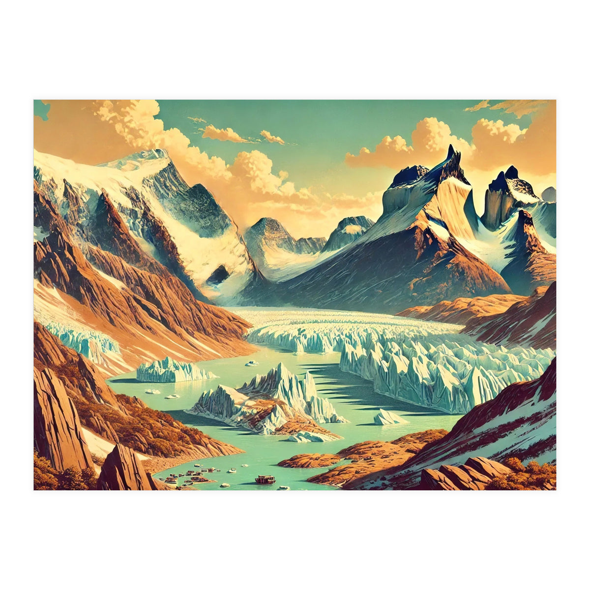 Vintage Argentina, Patagonia Glaciers Poster (Print Only)