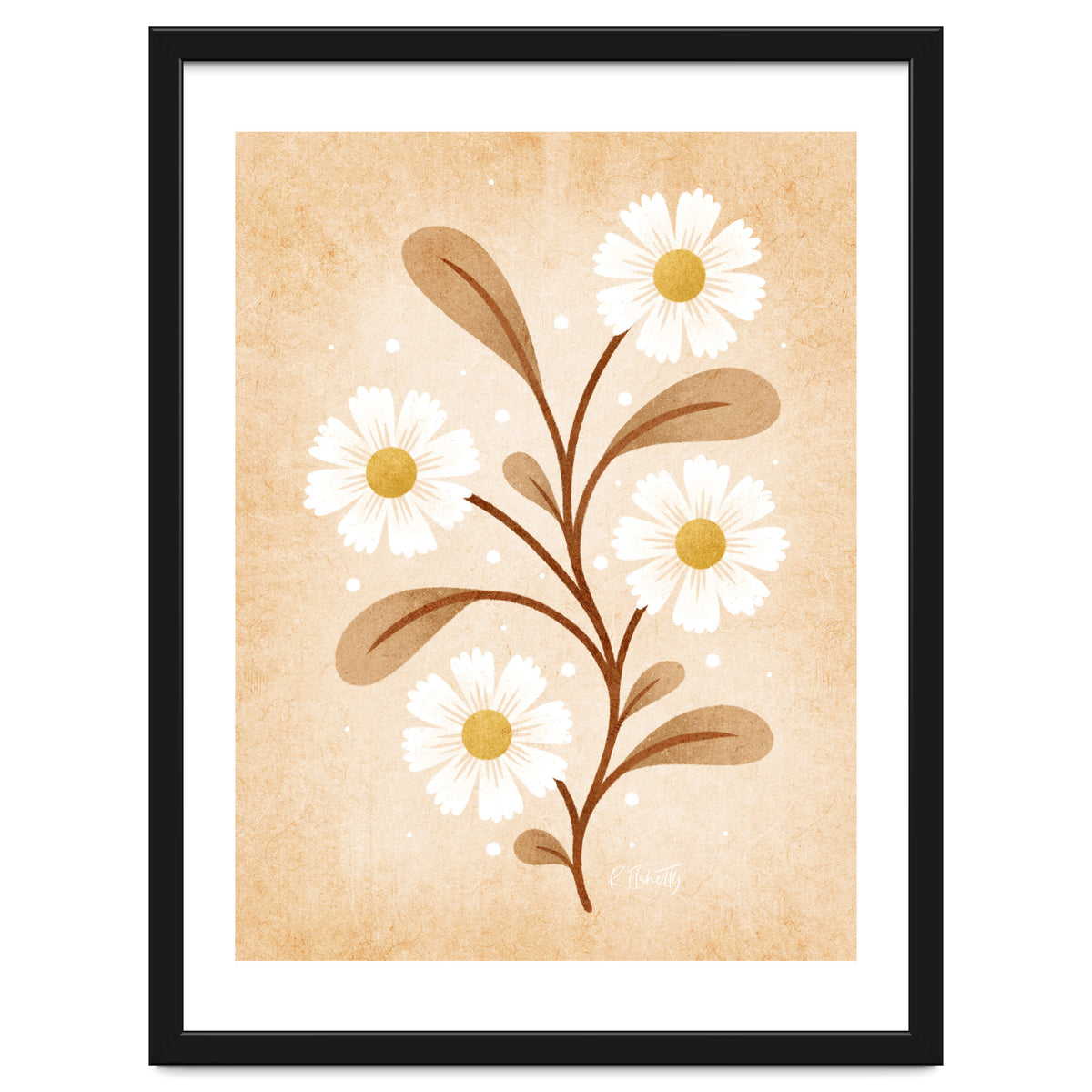 Vintage Beige Daisies