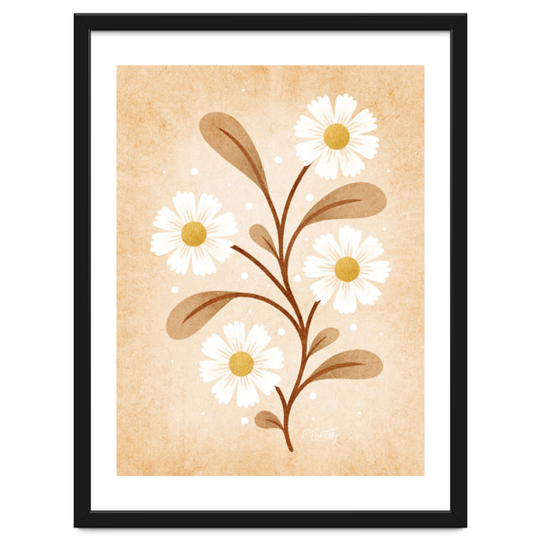 Vintage Beige Daisies