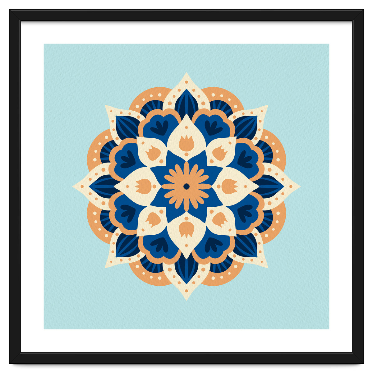 Mandala flower - orange and blue