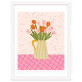 Tulips in a vase - pink and orange thumbnail