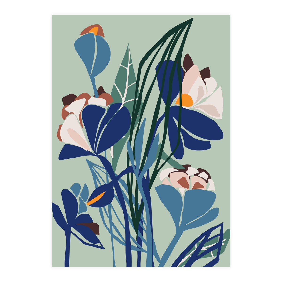 Florals At Night – Modern Illustration Light (Print Only)