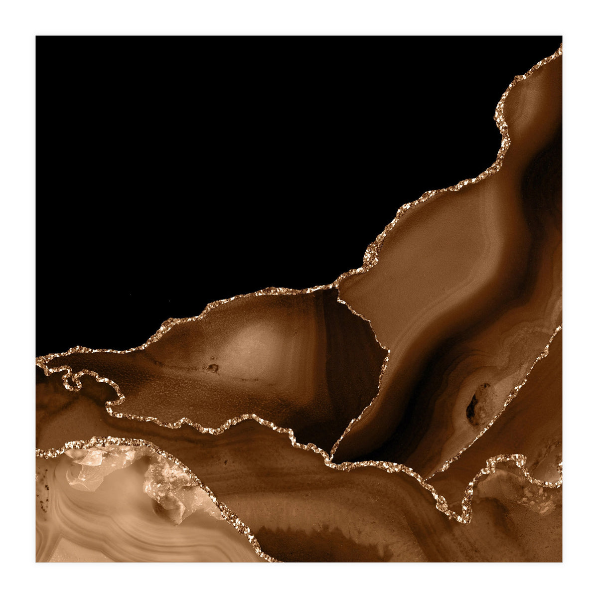 Brown & Gold Agate Texture 03 (Print Only)