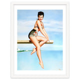 Smiling Sexy Pinup Girl Posing On A Board thumbnail