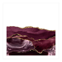 Burgundy & Gold Agate Texture 25  (Print Only)