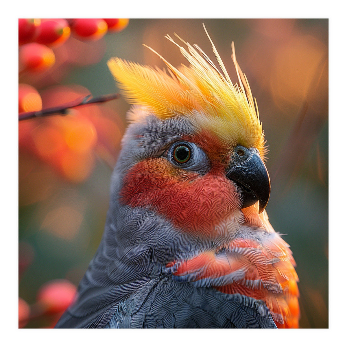 Close Up Portrait Of A Cockatiel Bird (Print Only)