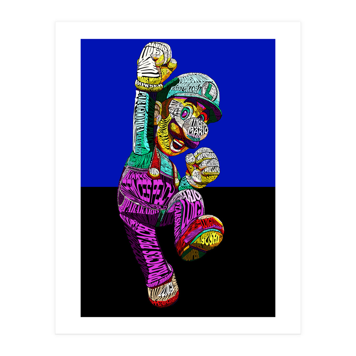 Mario Luigi Typo Style Cartoon Pop Art (Print Only)