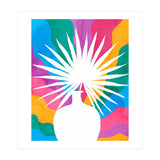 Fan Palm, Tropical Nature Botanical Colorful Watercolor, Abstract Jungle Rainbow Boho, Eclectic Plants Contemporary Modern (Print Only) thumbnail