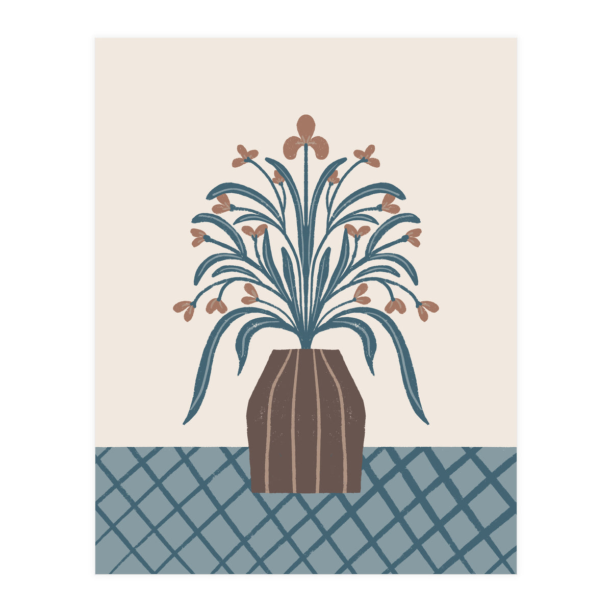 Earthy Modern Vase with Florals (Print Only)