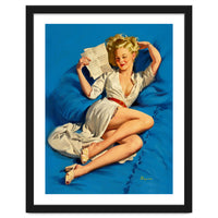 Pinup Sexy Girl Reading A Love Letter