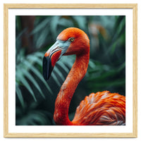 Close Up Of A Vibrant Orange Flamingo Bird