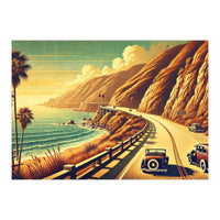 Vintage Coastal Road Journey Poster (Print Only)