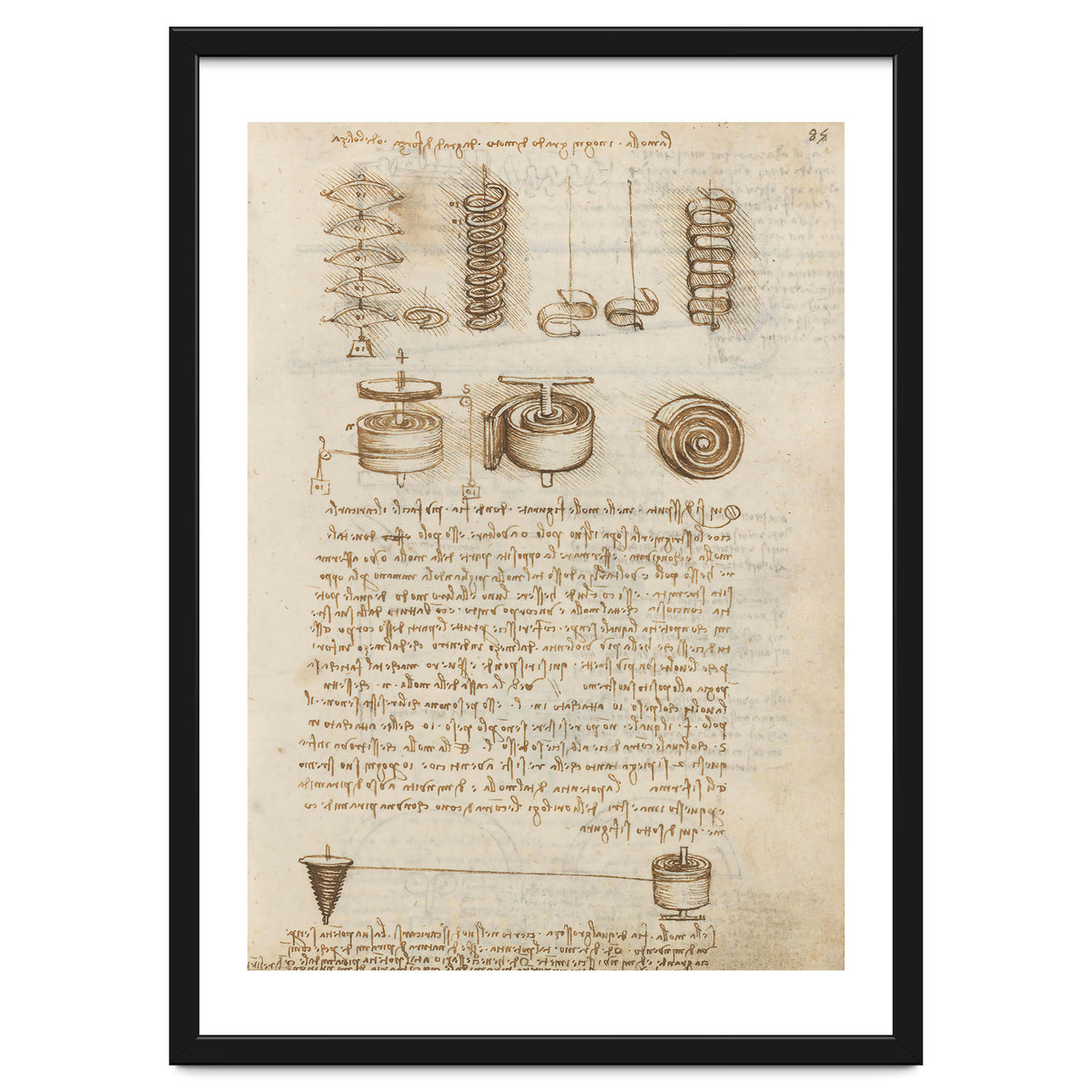 Folio f 85r. Codex Madrid I (Ms. 8937) "Treaty of statics and mechanics", 192 folios with 384 pag...