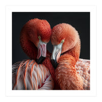 Close Up Of Two Flamingos Nuzzling Together (Print Only)