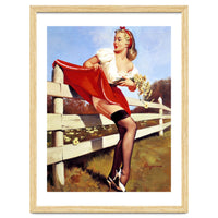 Pinup Girl Stacked On The Farm Fance