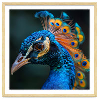 Peacock Bird Portrait Detailed Feathers Vibrant Colors