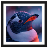 Close Up Penguin With Snowflakes On Head thumbnail