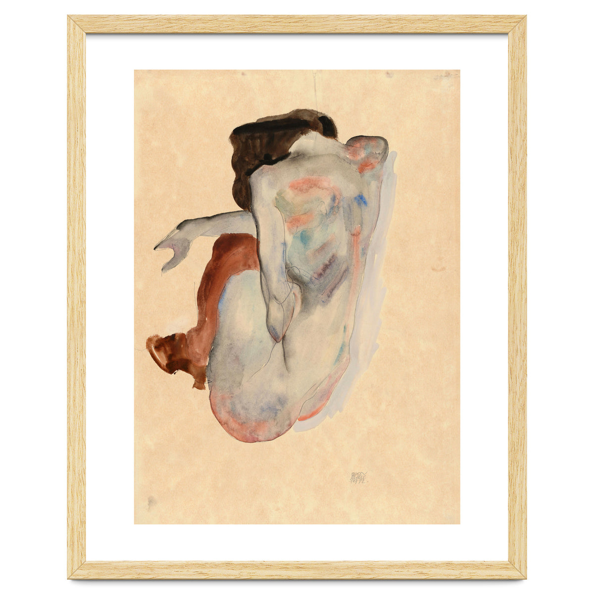 Crouching Nude in Shoes and Black Stockings, Back View.