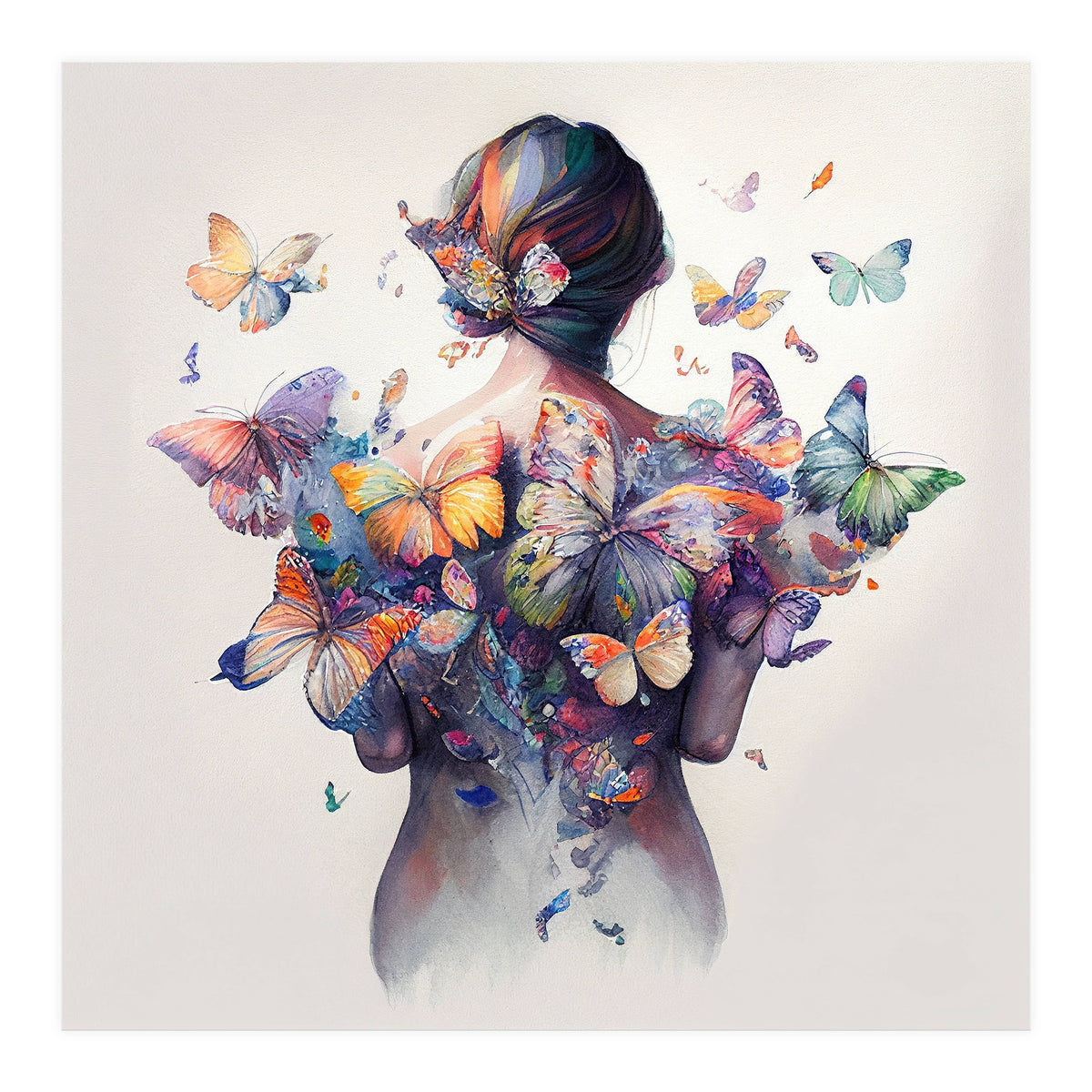 Watercolor Butterfly Embrace (Print Only)