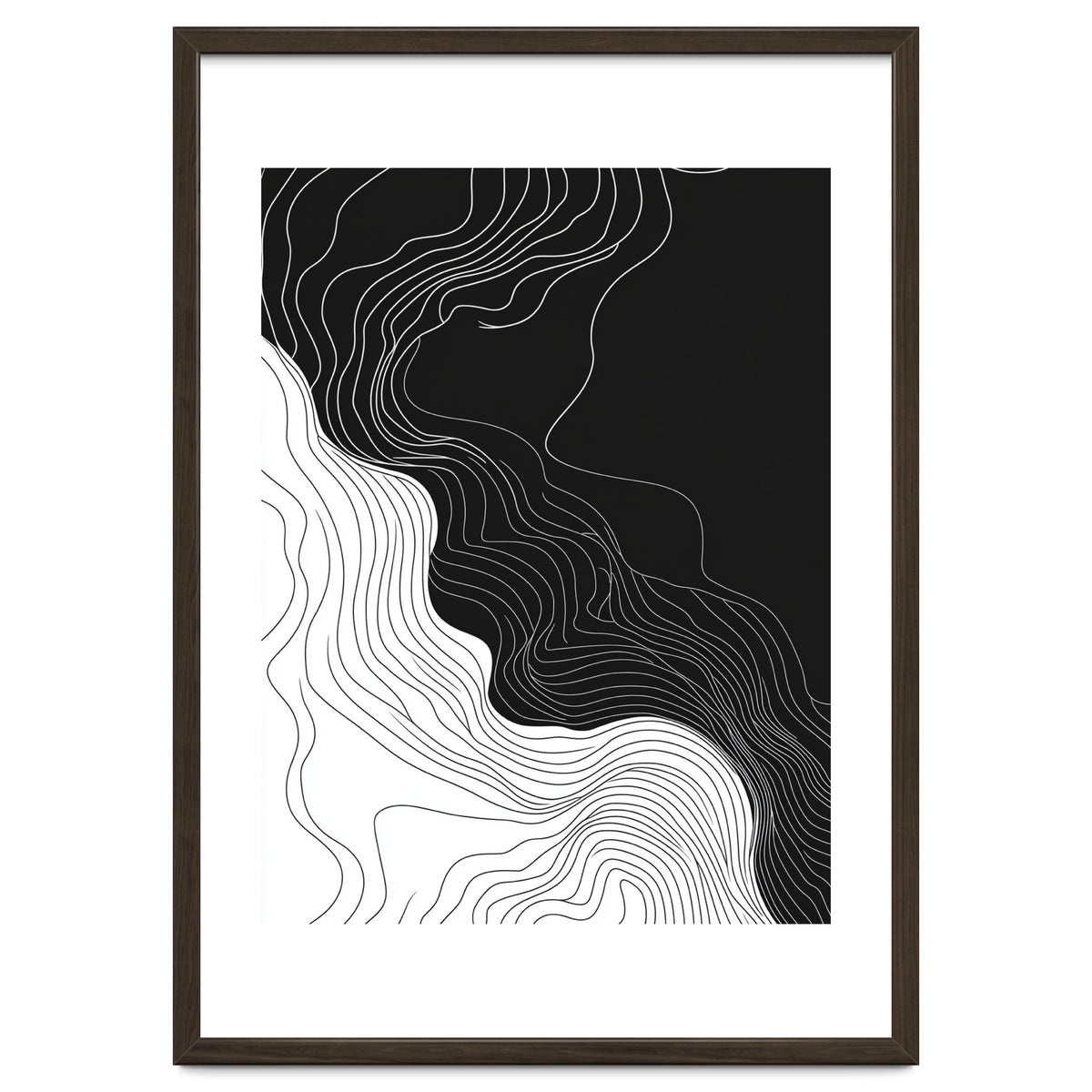 Abstract Black And White Wavy Lines Flowing