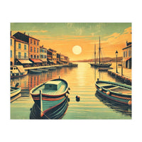 Vintage Harbor Sunset Poster (Print Only)