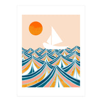 Set Sail, Ocean Boat Sailing Travel, Sea Cruise Summer Waves, Graphic Design Bohemian Modern Eclectic (Print Only)