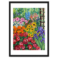 Vibrant Summer Cottage Garden Oil Painting