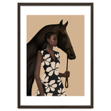 Woman In Bold Print With Black Horse thumbnail