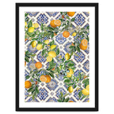 Blue Mediterranean tiles, lemons and oranges fruit thumbnail