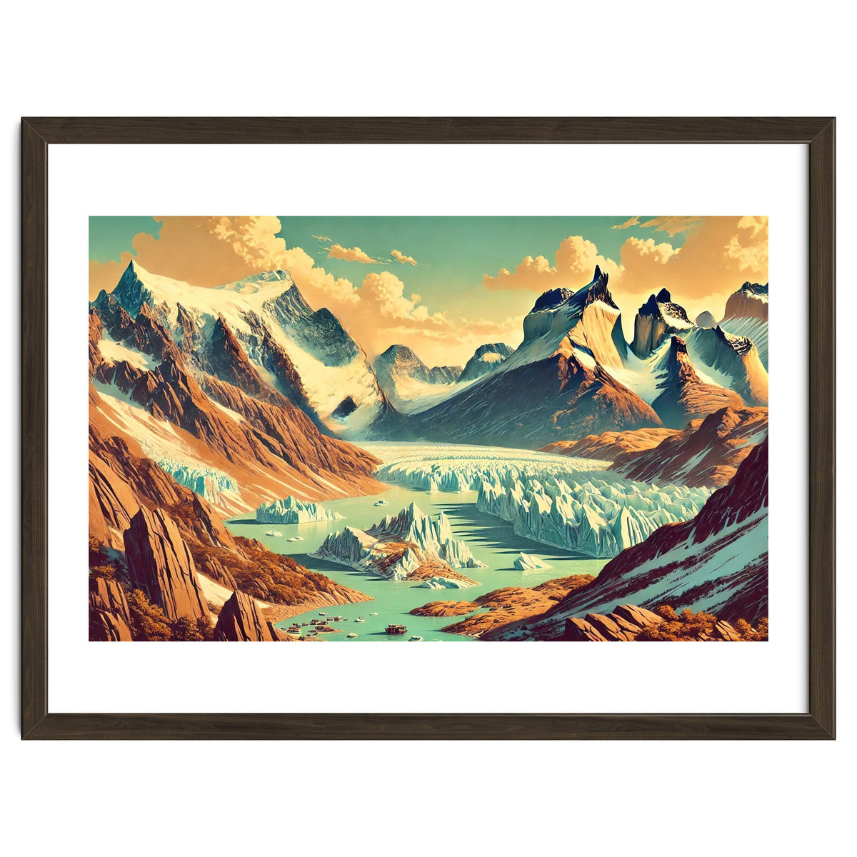 Vintage Argentina, Patagonia Glaciers Poster