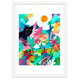 The Black Panther, Tropical Jungle Watercolor Painting, Botanical Forest Colorful Bohemian Illustration, Tiger Leopard Cheetah Animals thumbnail