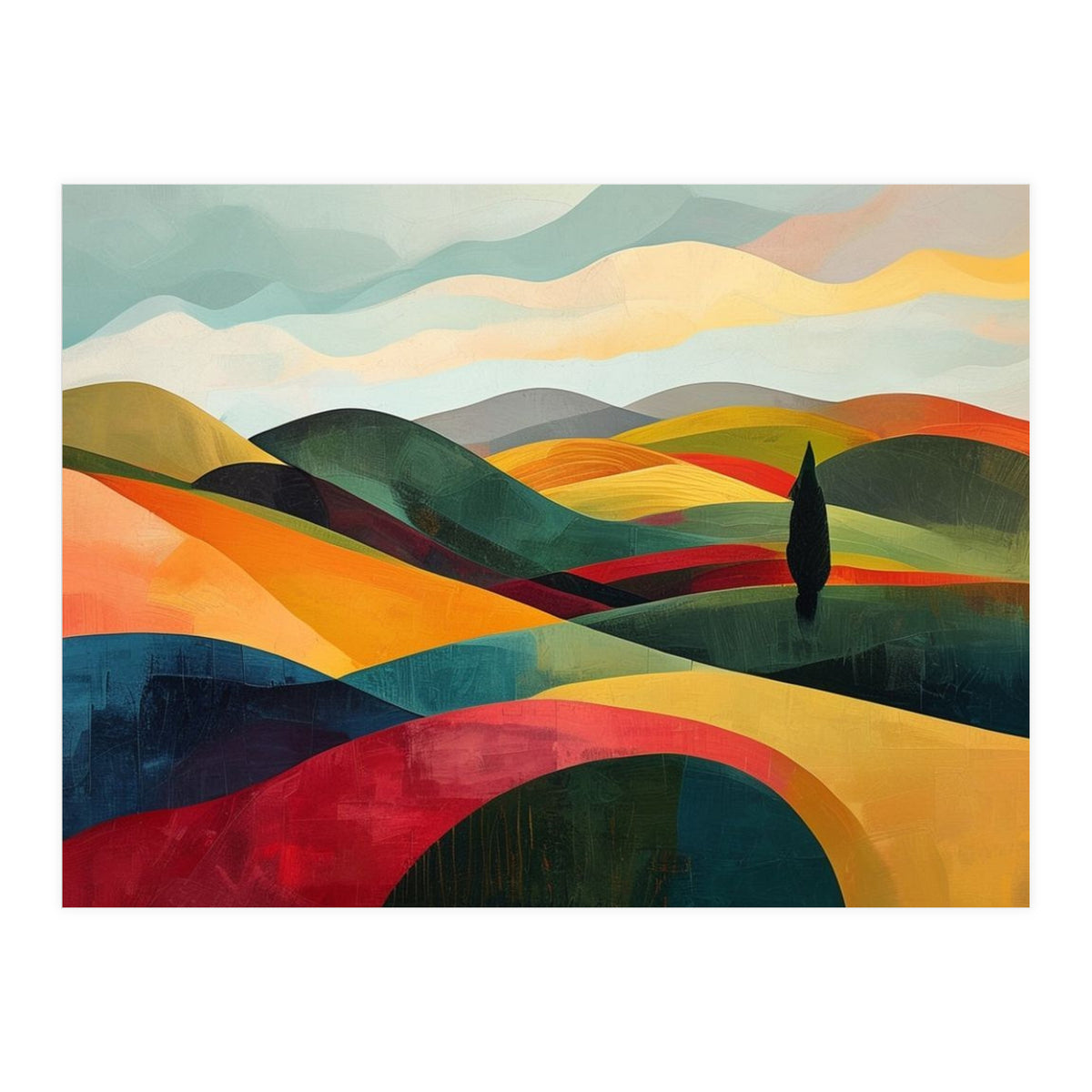 Abstract Tuscan Hills Landscape Painting (Print Only)
