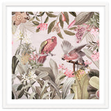 Colorful Parrots In Flower And Fruit Tropical Jungle thumbnail