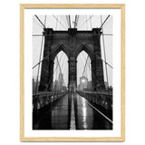 Brooklyn Bridge Black and White, Moody NYC Architecture, Rainy Urban Photography thumbnail