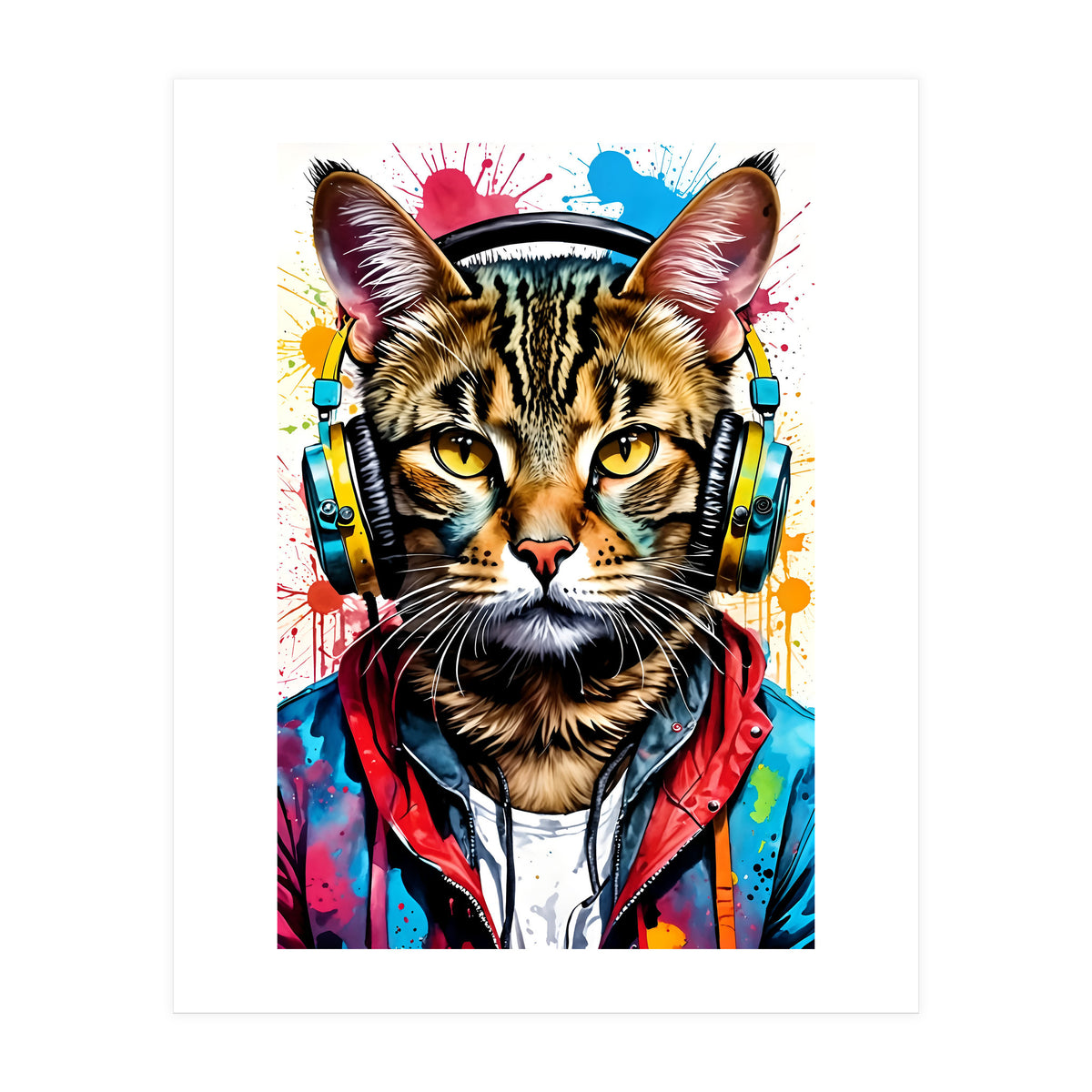Cat In Headphones music (Print Only)