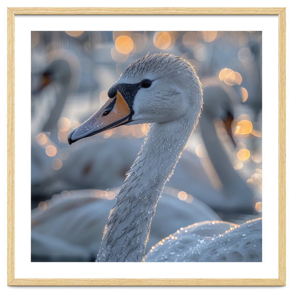 Majestic Swan Close Up With Water Droplets