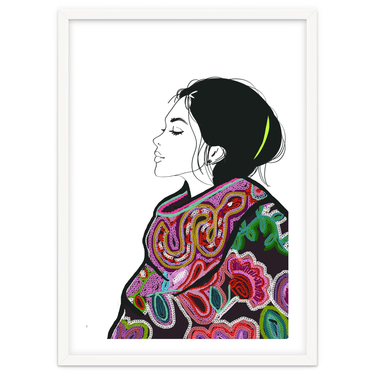 Embroidery Realistic Digital Embroidery Fashion Illustration Art Print Viddy Pop Studio Mood Room